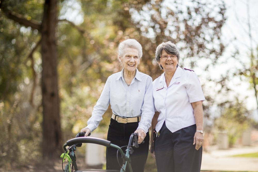 Aged care resident with Salvos Mission and Chaplaincy Manager