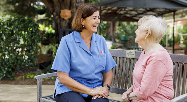 Aged care team member interacting with a resident