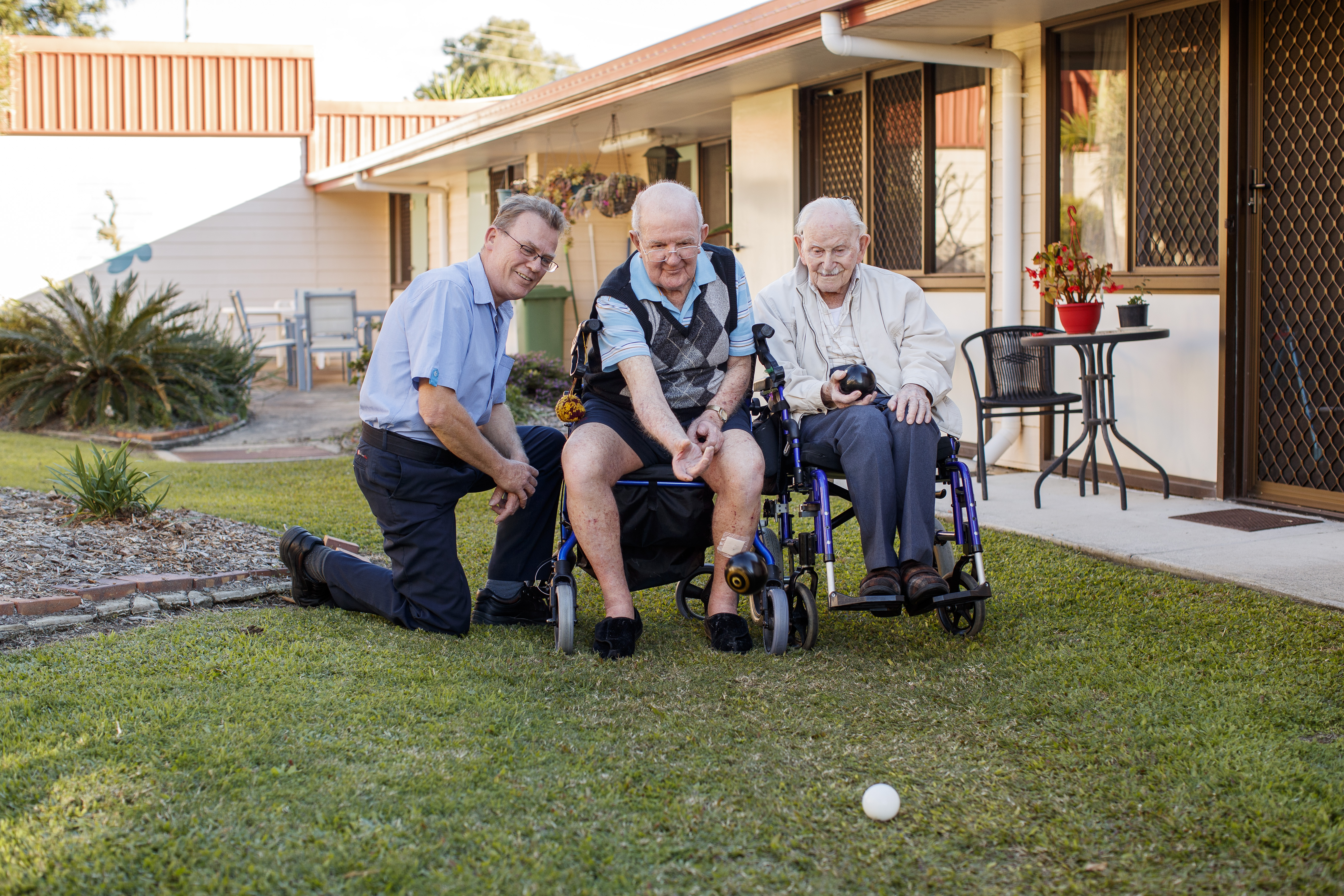 Riverview Gardens residents playing with a ball